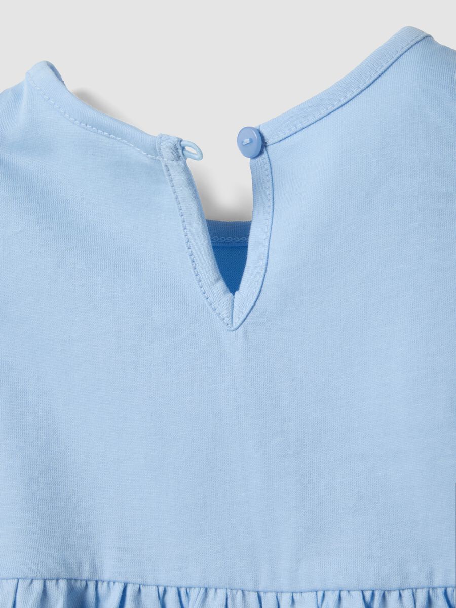 Light blue pure cotton baby girl dress, regular fit with ruffles_3