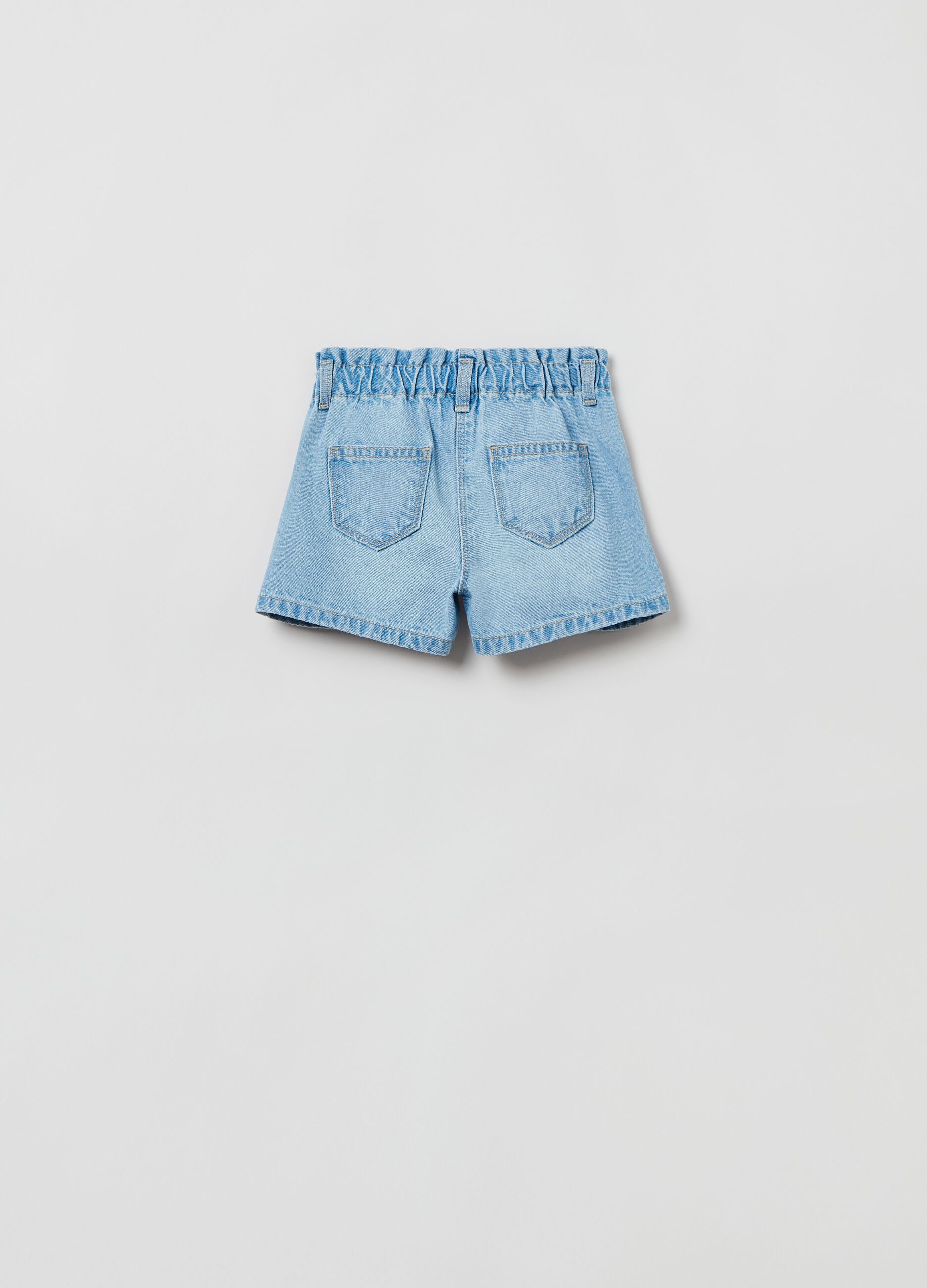Denim shorts with multicoloured buttons