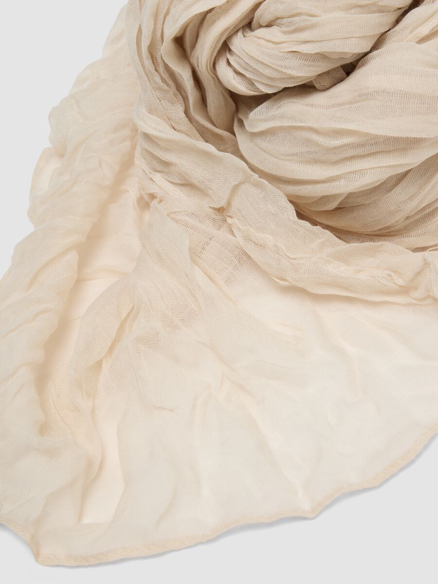 Beige semi-sheer crinkled-effect scarf_2