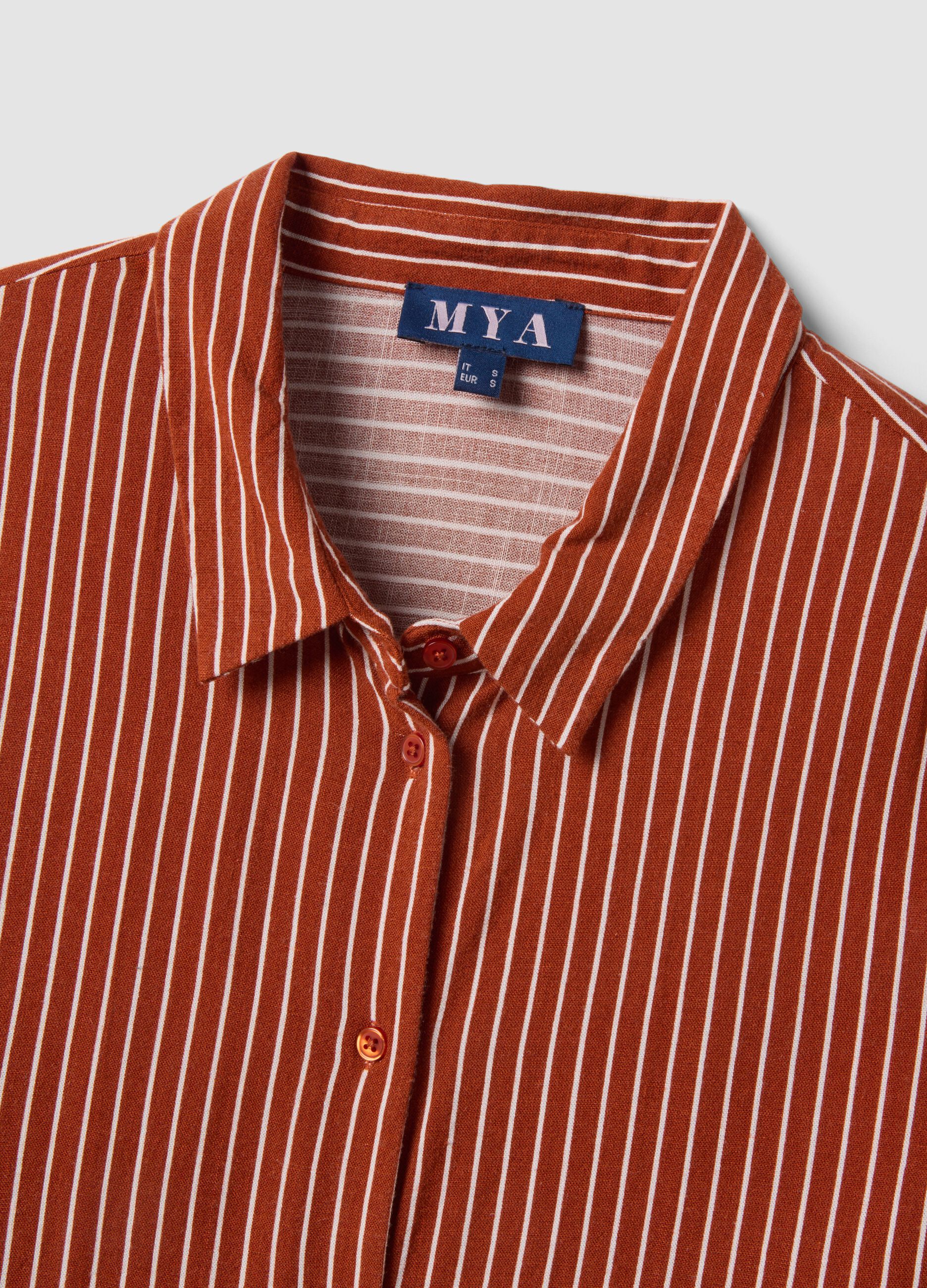 Multicolour striped regular-fit viscose and linen blend shirt