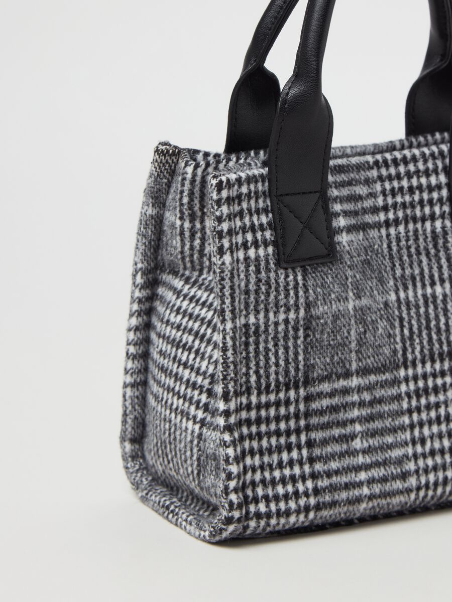 Mini tote bag with houndstooth pattern_1