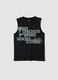 Black slogan vest top in pure cotton, oversized fit_0