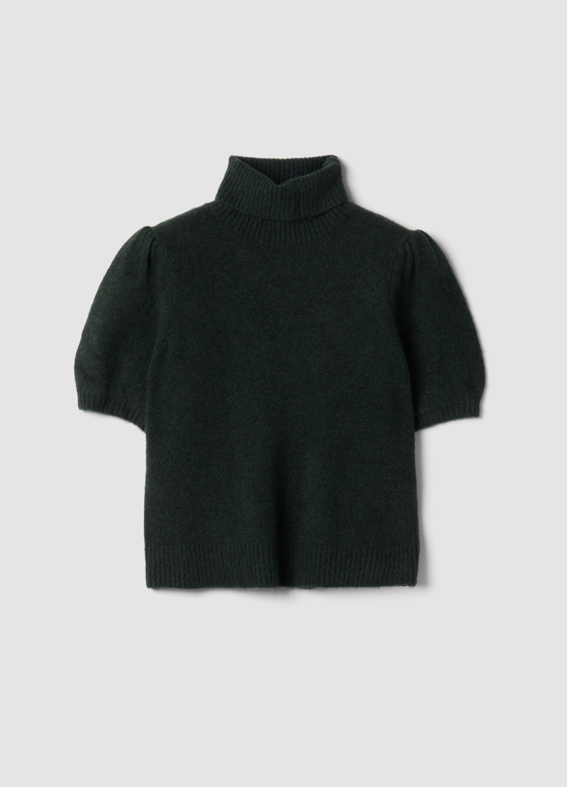 Camisola verde de gola alta em viscose el&aacute;stica