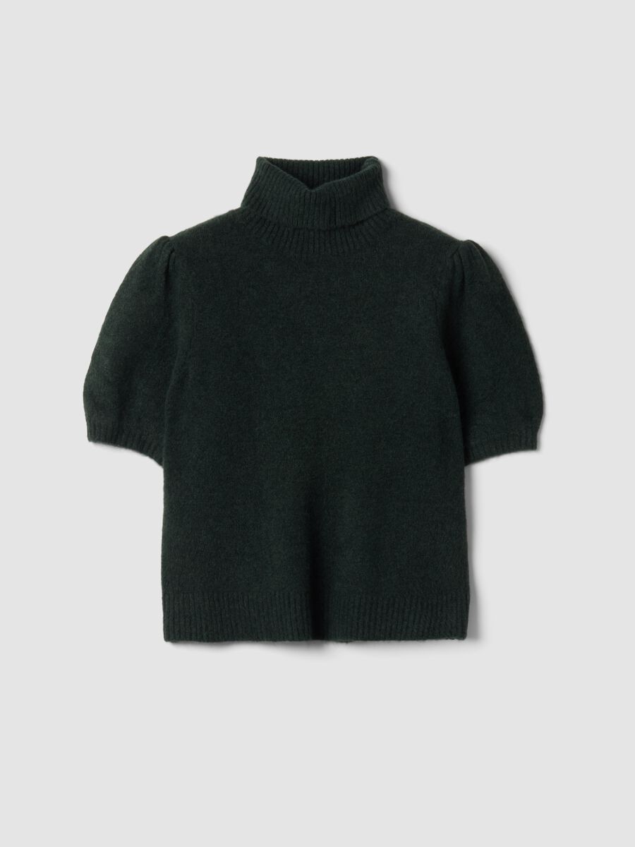 Green stretch-viscose turtleneck top_0