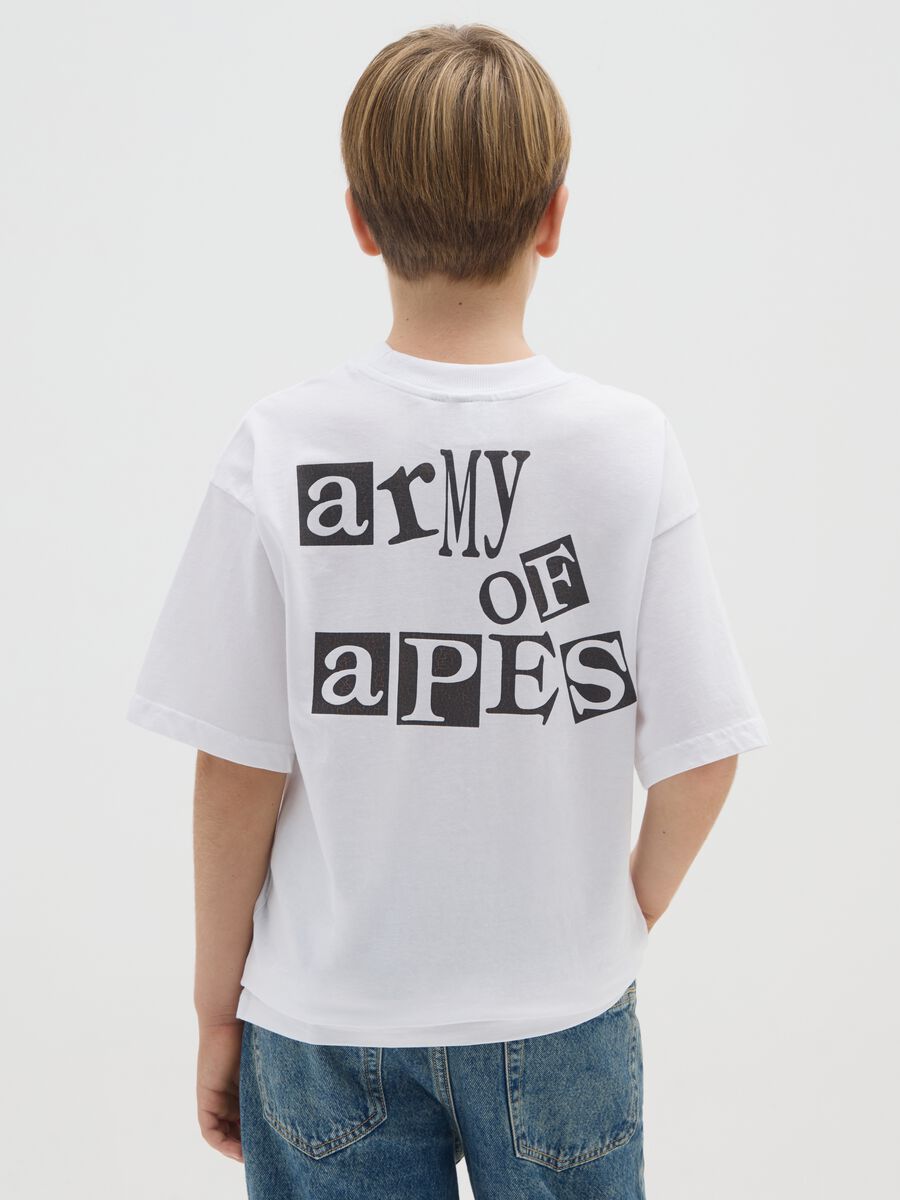 Boys' oversized pure cotton white t-shirt with print_1