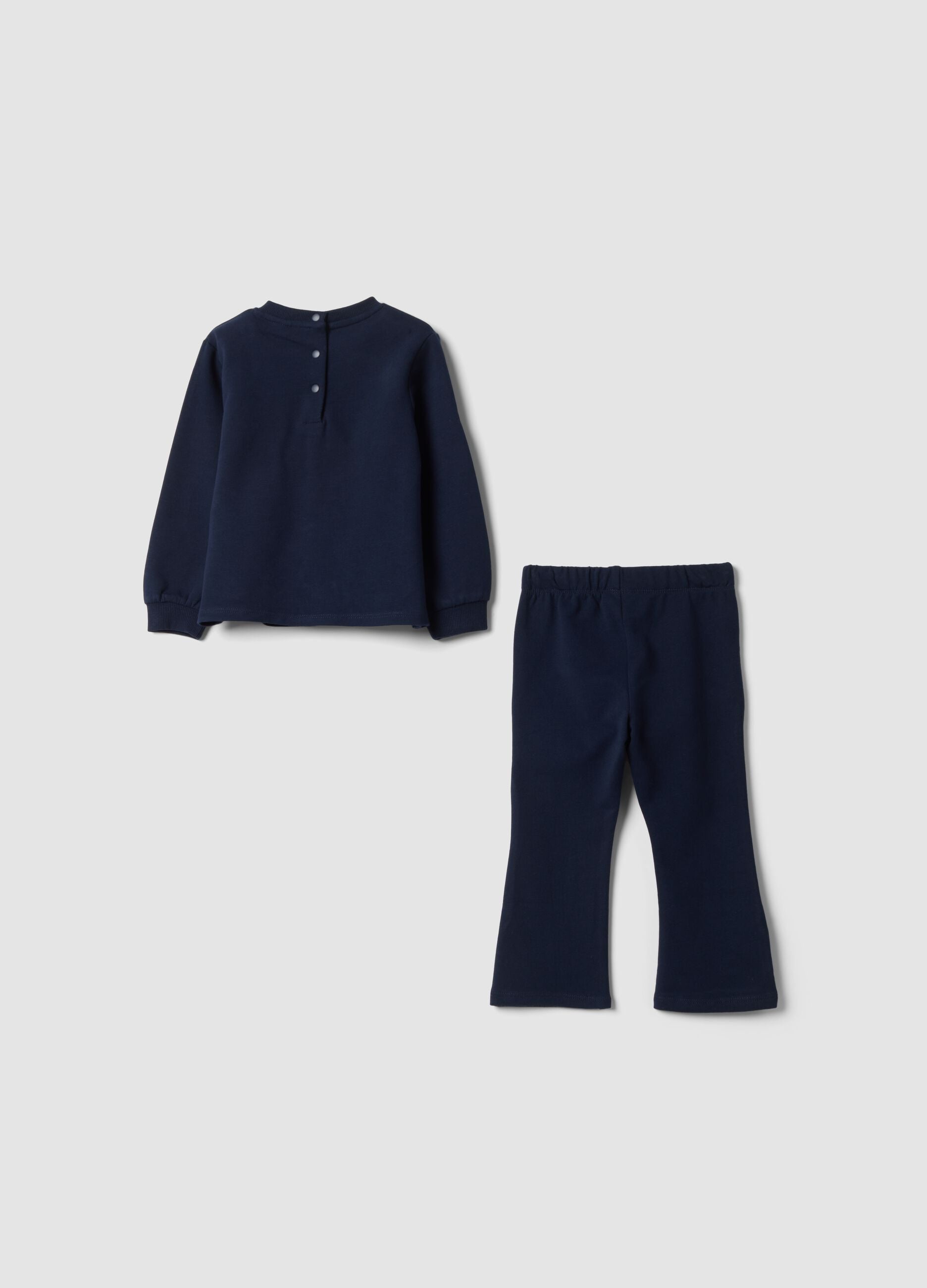 Blaues Set aus Stretch-Baumwolle mit Rundhalsausschnitt