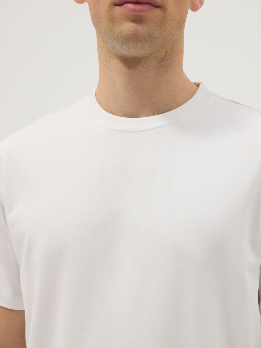 White crew neck pure cotton T-shirt regular fit_3