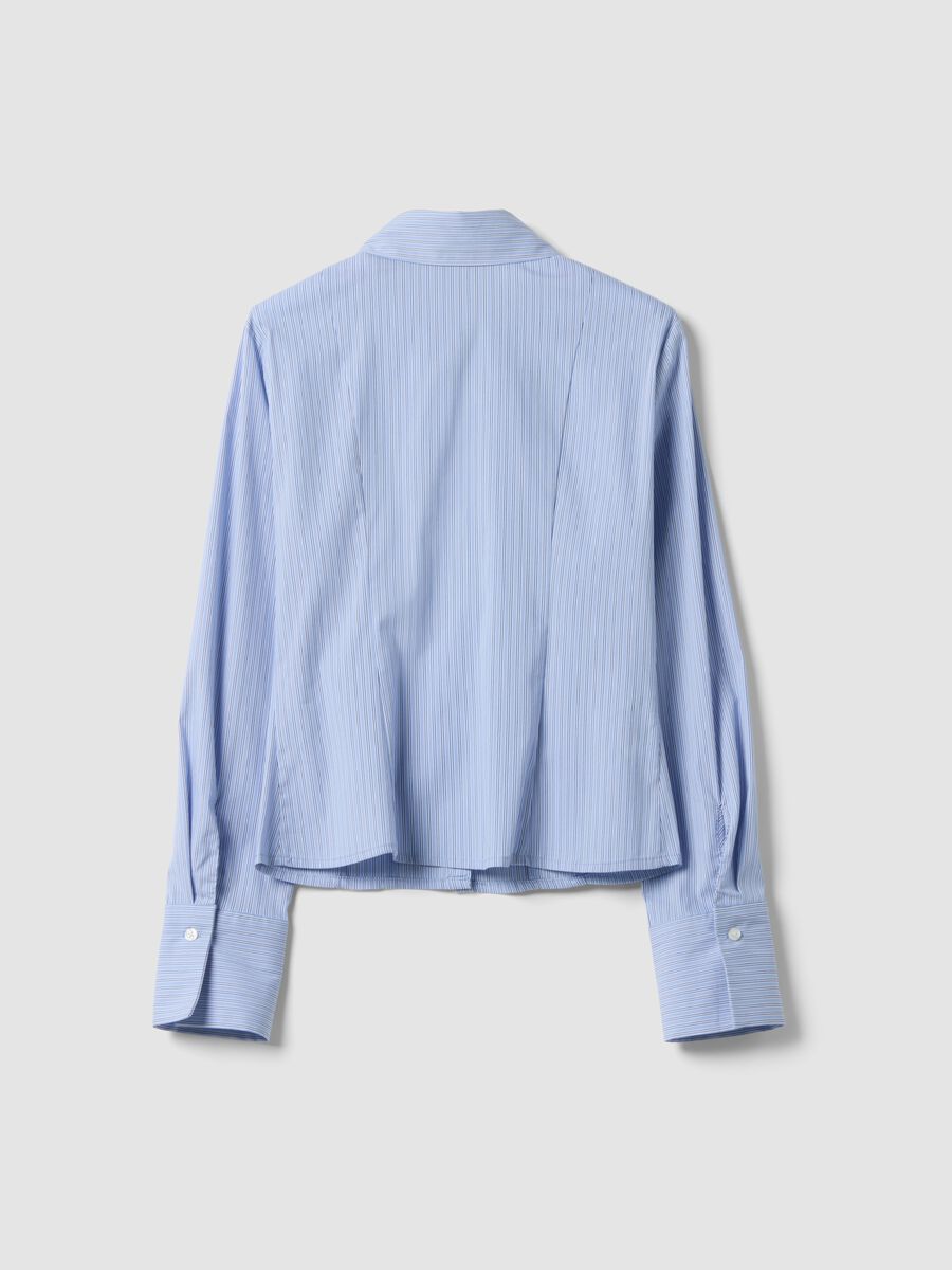 Blue striped slim-fit stretch cotton shirt_2