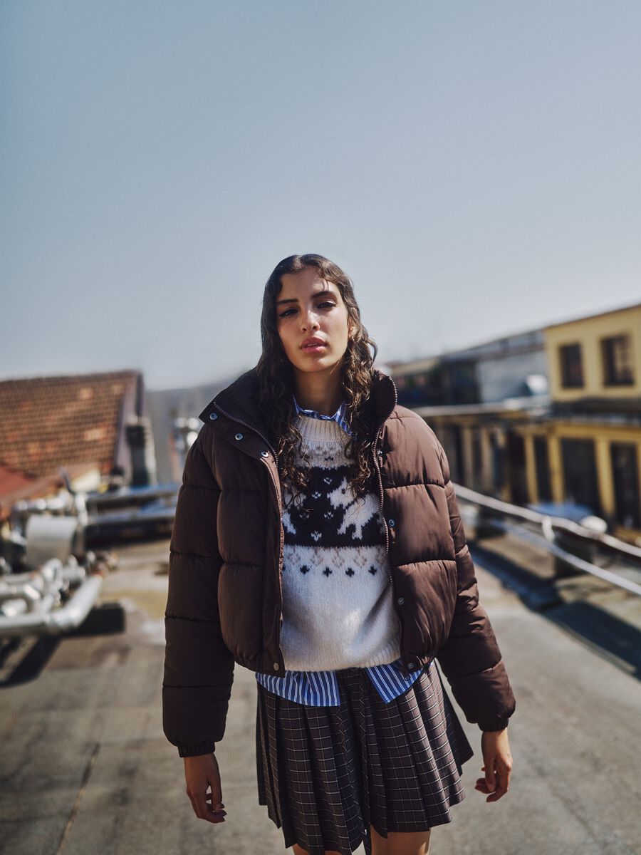 Brown padded oversized jacket_0