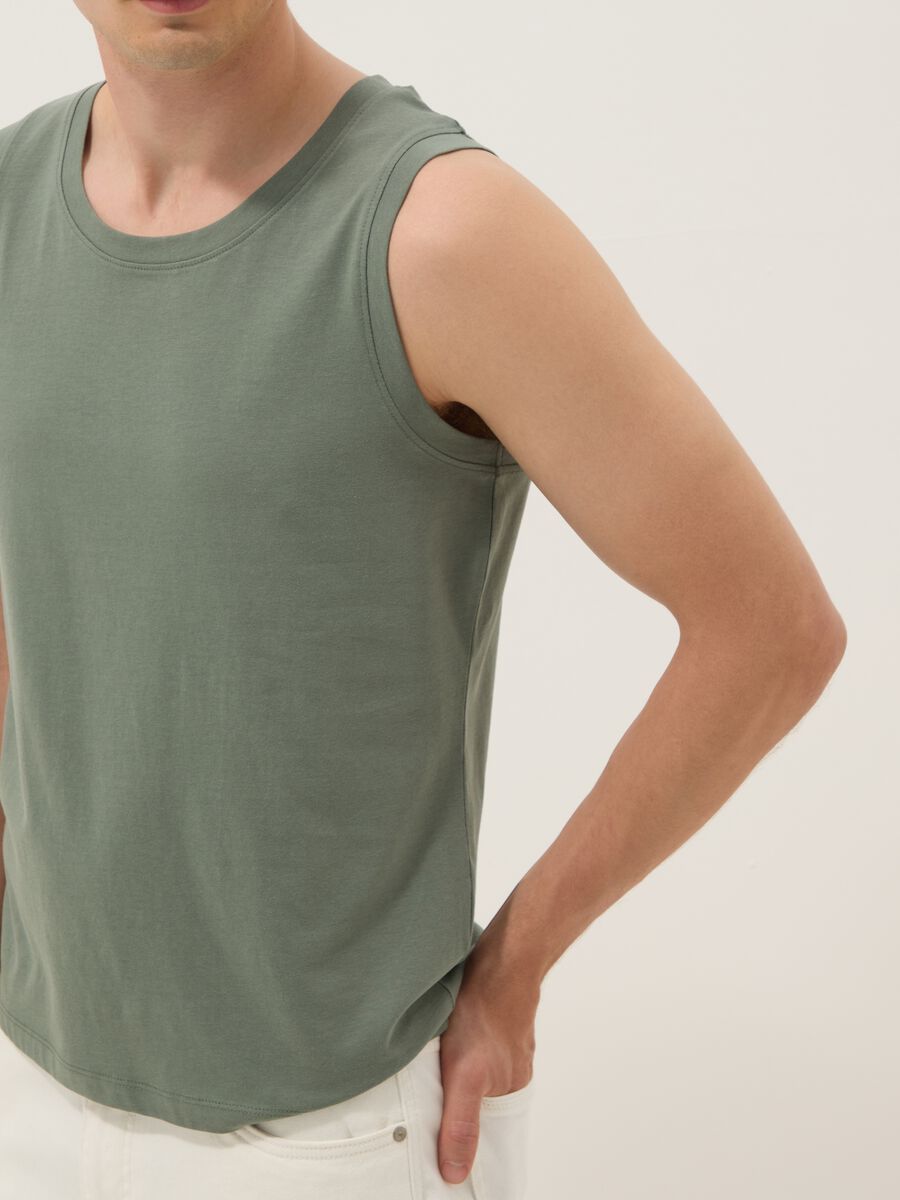 Green pure cotton tank top_3