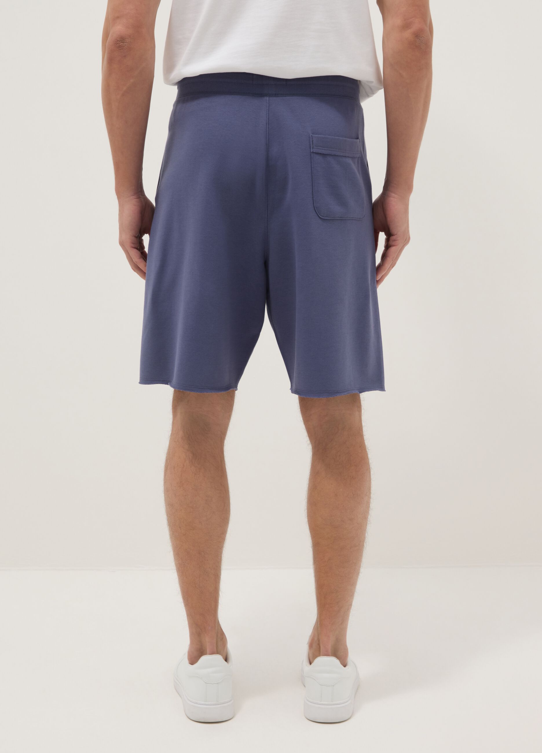 Blue relaxed-fit cotton-blend shorts