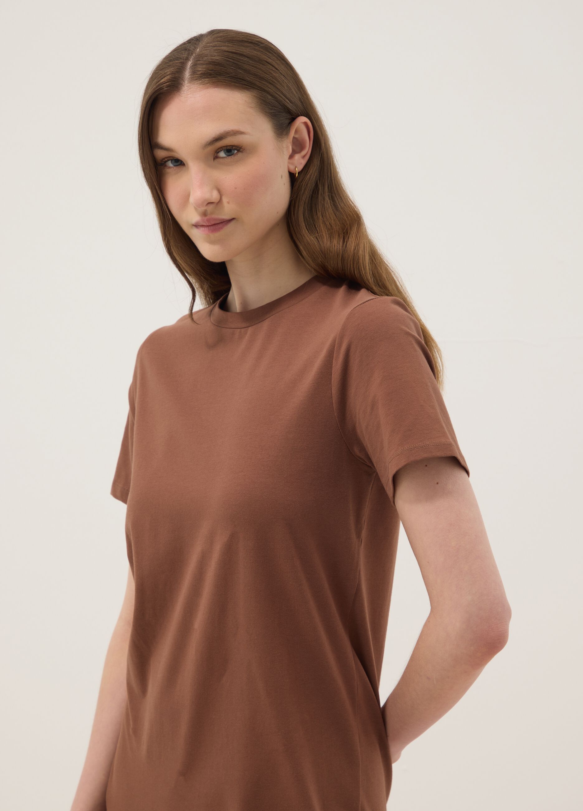 Braunes Midikleid aus Stretch-Baumwolle