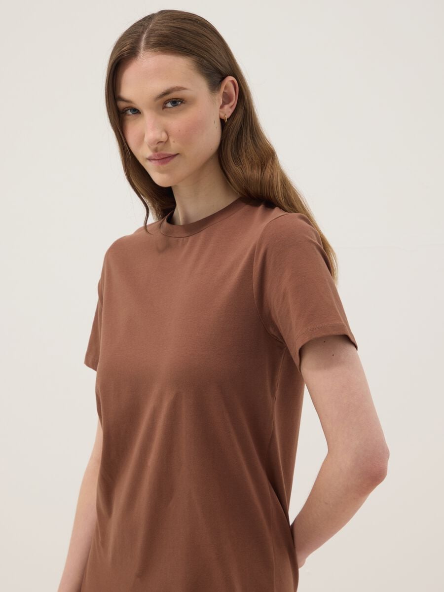 Brown midi dress in stretch cotton_2