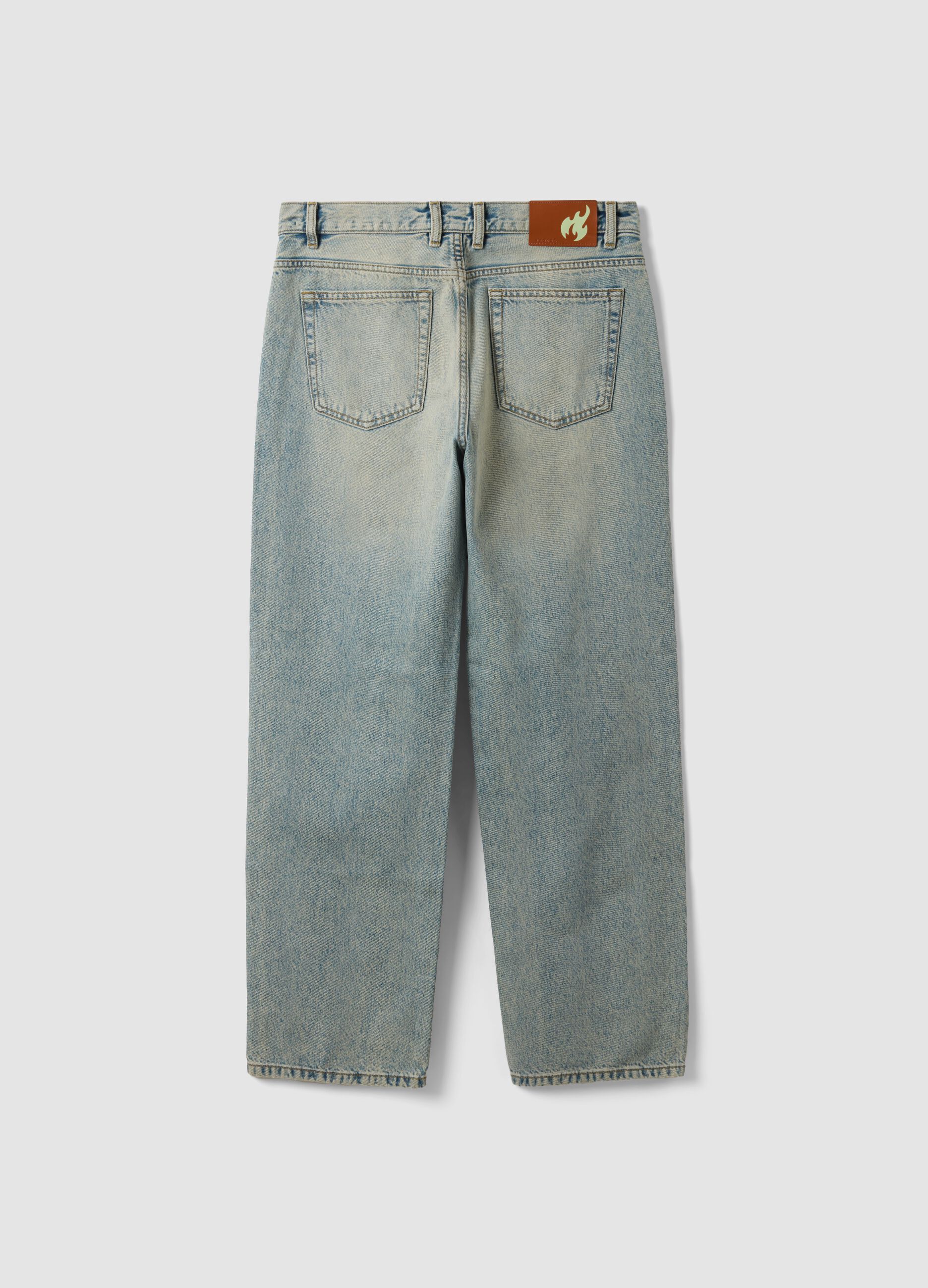 Light blue denim jeans in pure cotton, loose fit