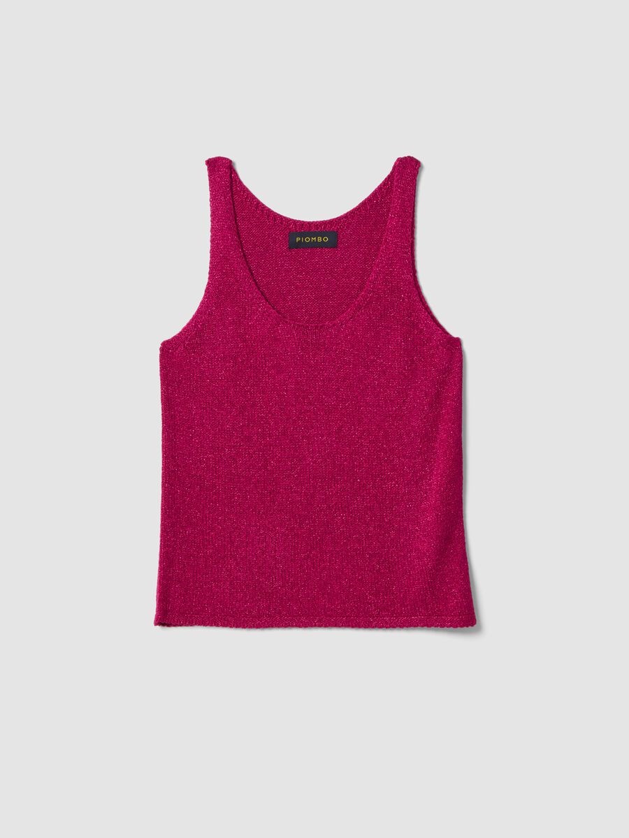 Pink viscose-blend regular-fit glitter tank top_4