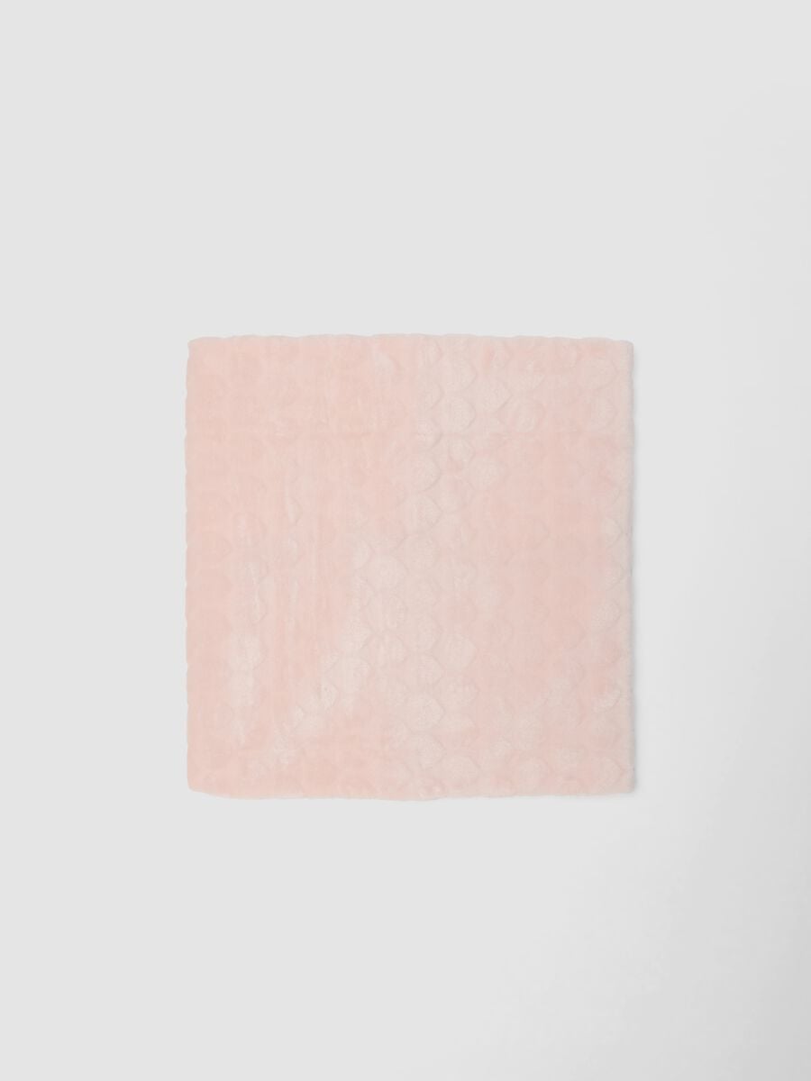 Rosa Decke aus Bio-Baumwolle mit Jacquardmuster in Felloptik_0