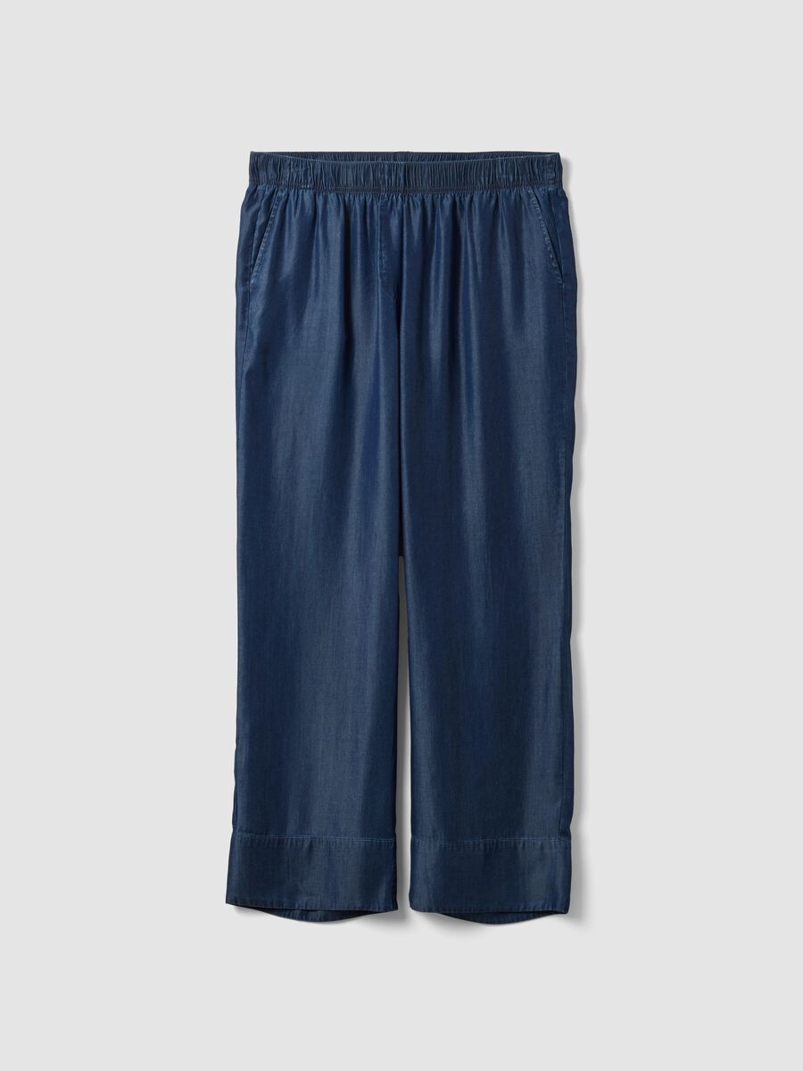 Blaue Hose aus reinem Lyocell mit elastischem Bund, Regular Fit_0