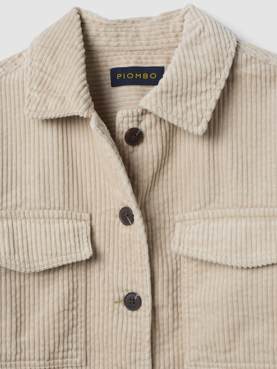 Camicia bianca in puro cotone a coste_1