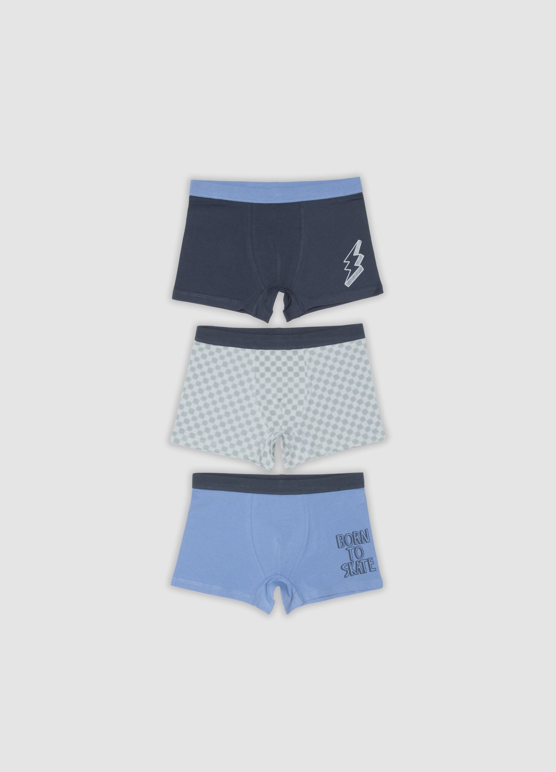 Tripack di boxer multicolor in cotone organico per bambino e ragazzo