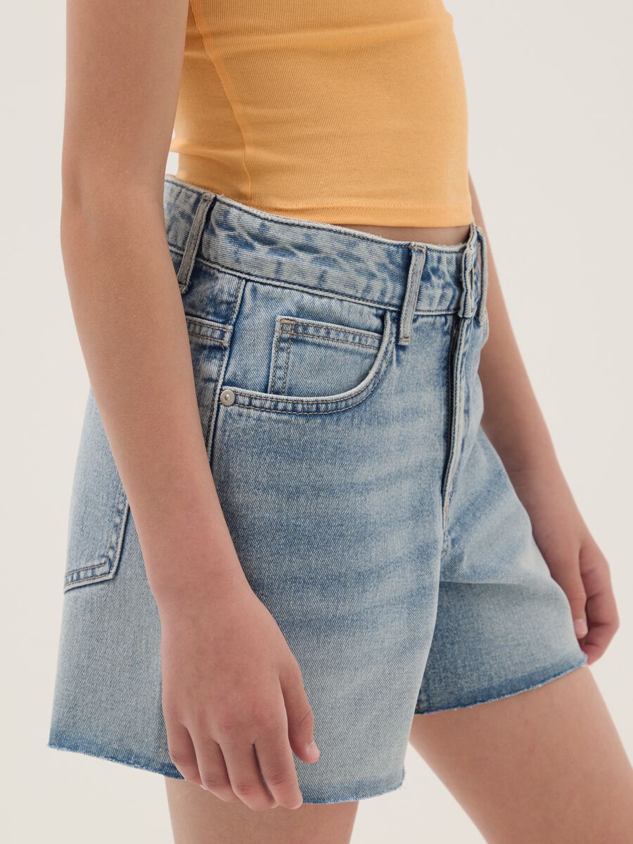 Blaue Denim-Shorts aus reiner Baumwolle f&uuml;r M&auml;dchen, Straight Fit_2