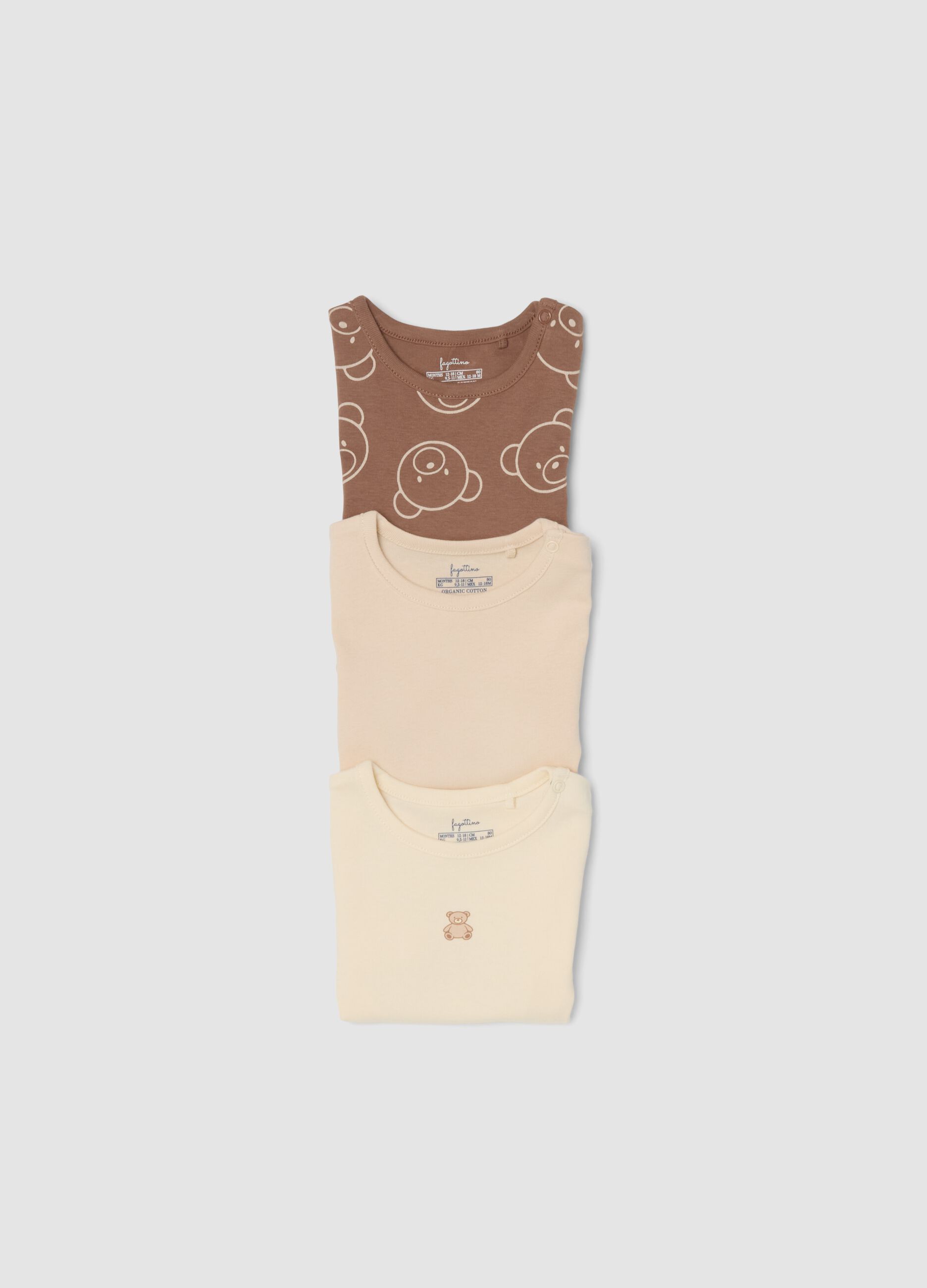 3er-Pack bunte Kurzarm-Bodys aus Bio-Baumwolle