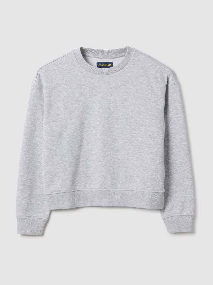 Sudadera marr&oacute;n de mezcla de algod&oacute;n ajuste regular con cuello redondo_0