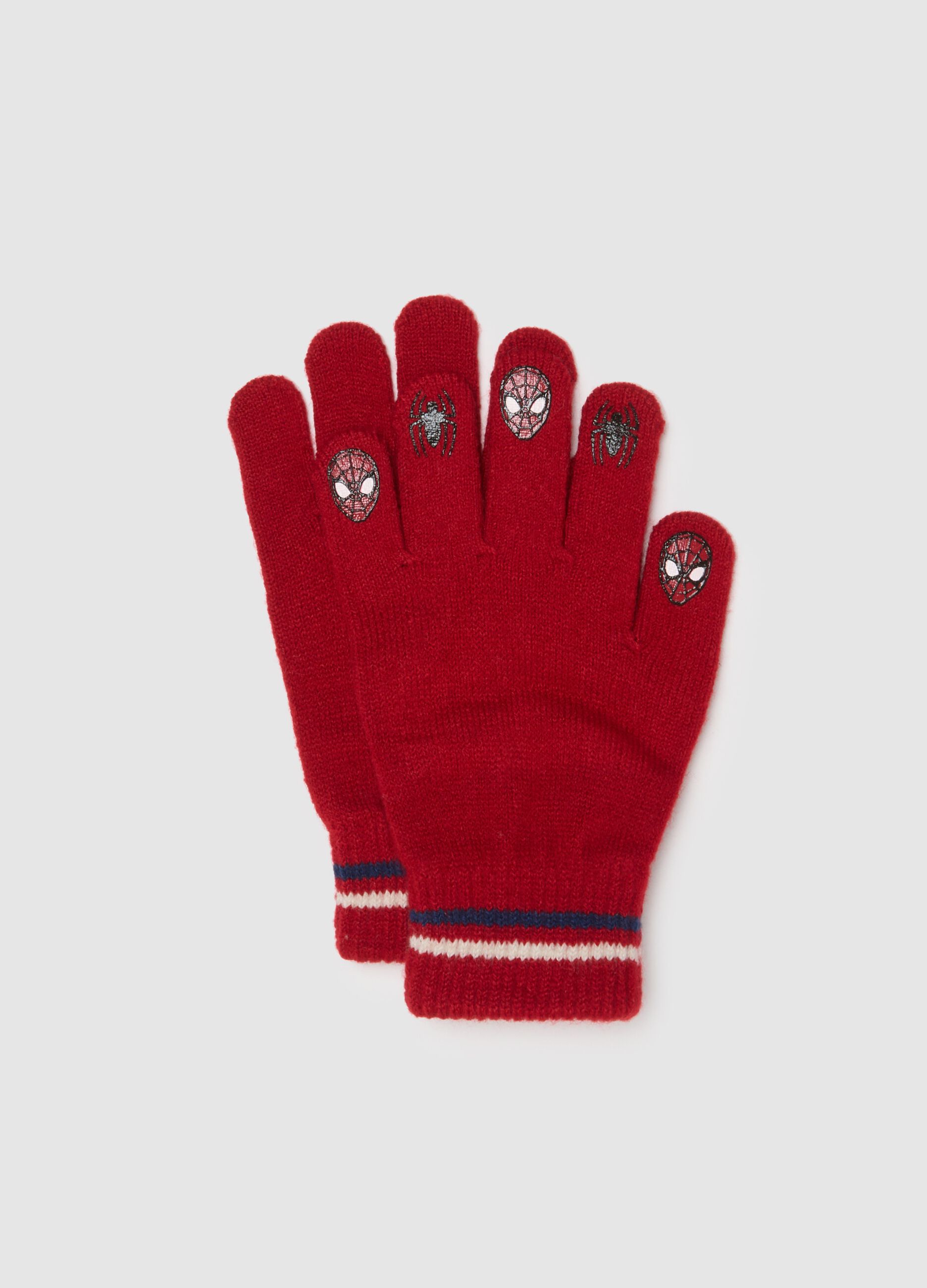 Children's Red Gloves with Spider-Man Prints