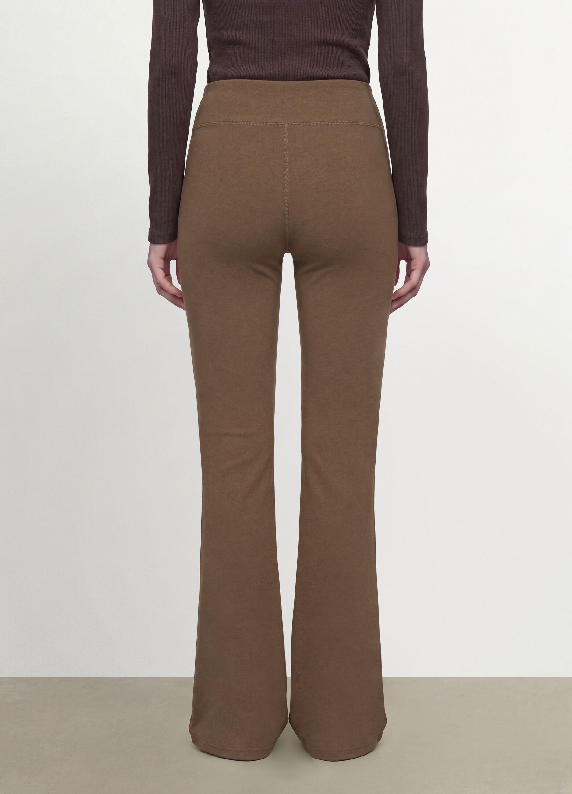 Braune Flare-Fit-Leggings aus elastischem Viskose-Jersey