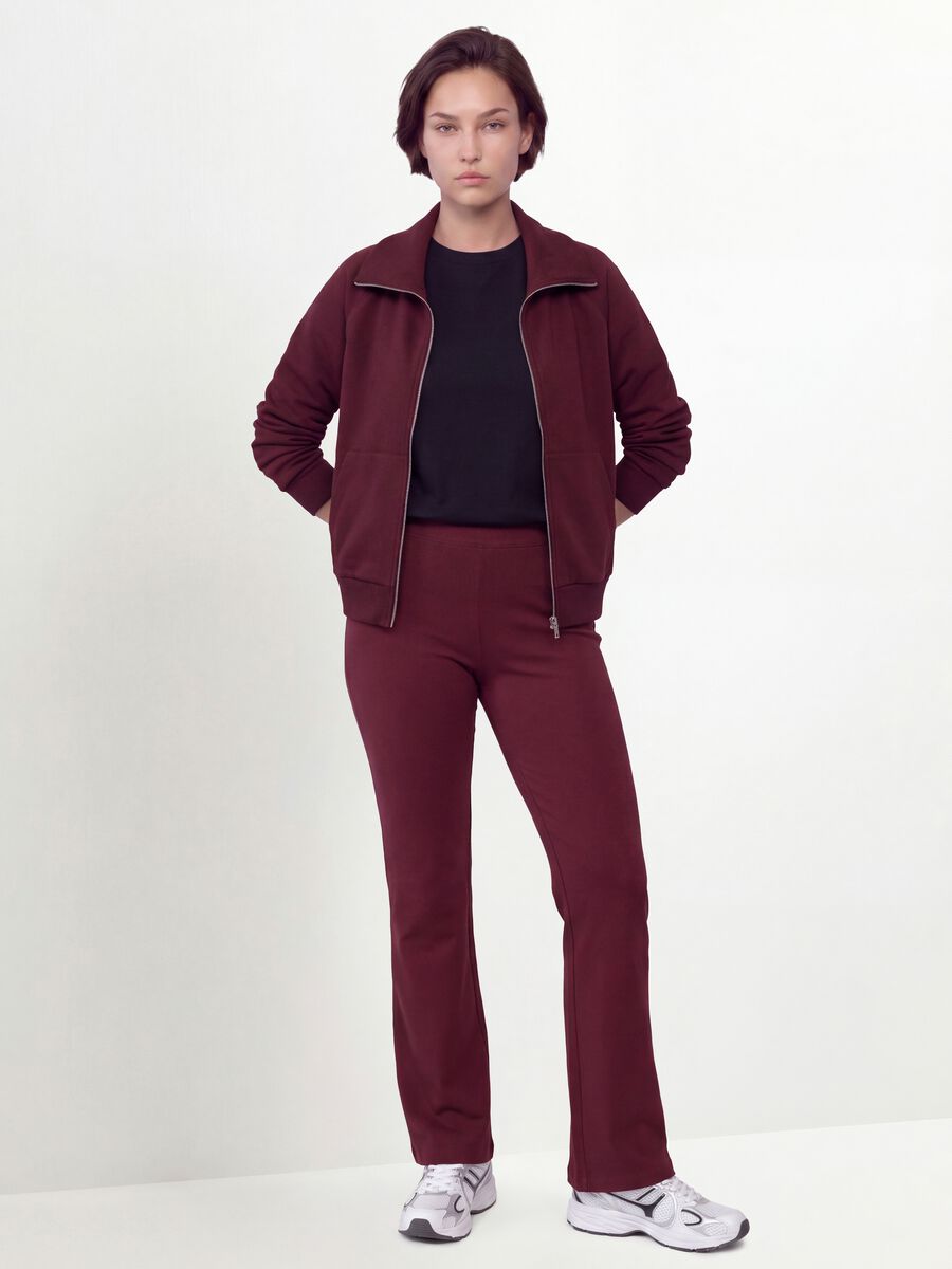 Red flared leggings in stretch cotton_0