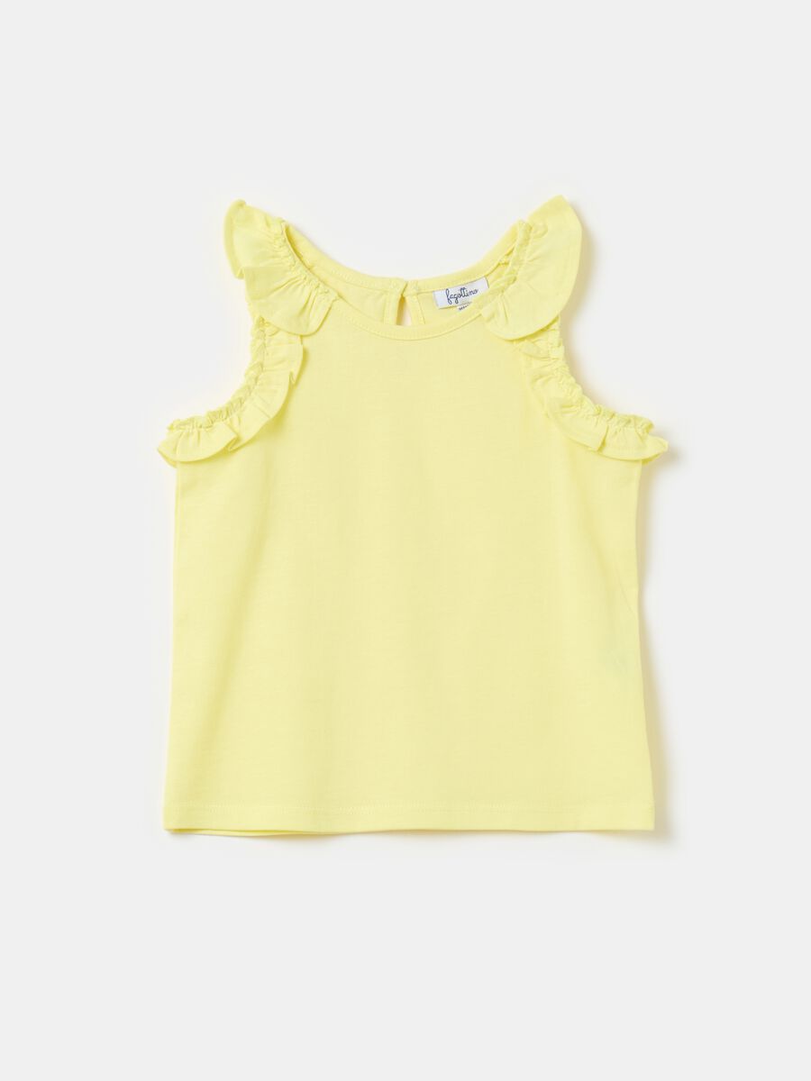 Cotton tank top with frills_0