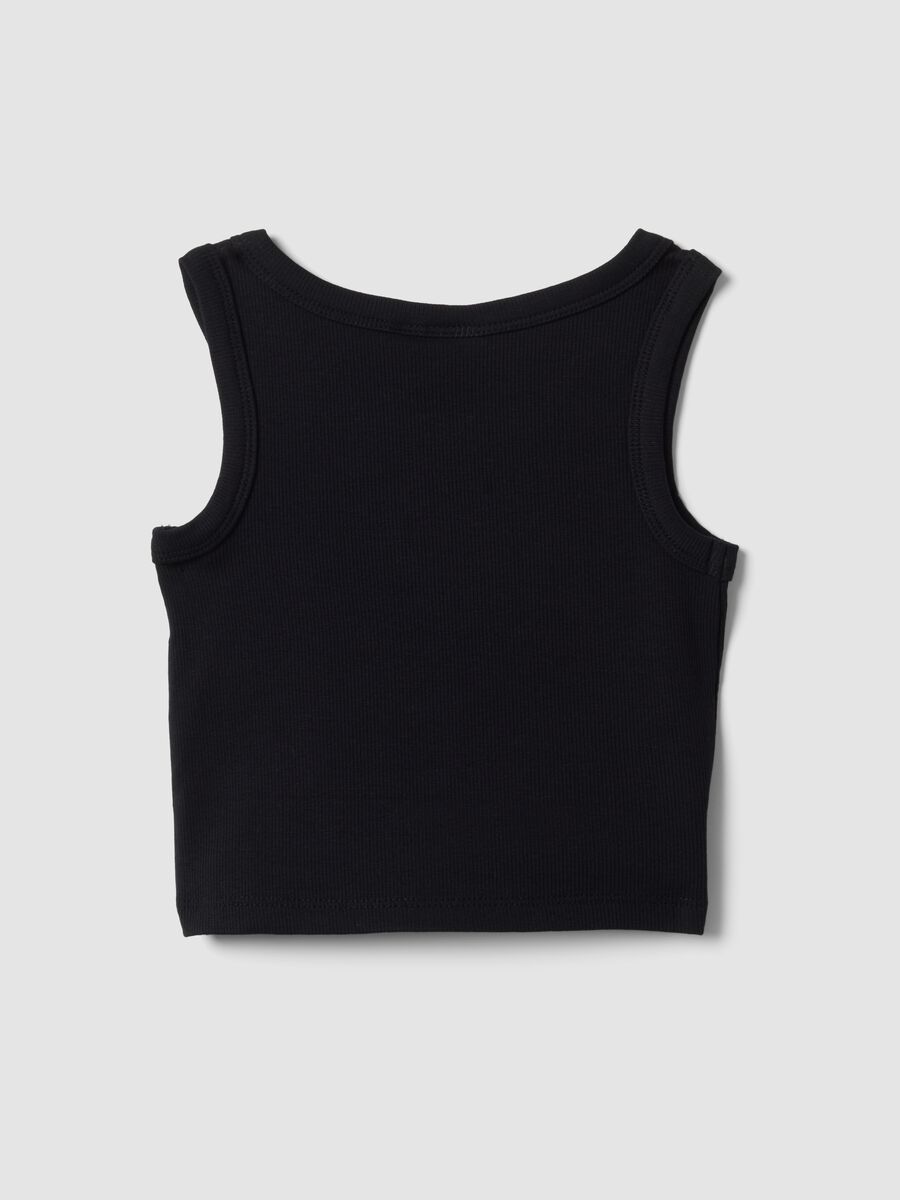 Black stretch cotton tank top_1