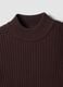 Brown ribbed viscose-blend top with high neck_5