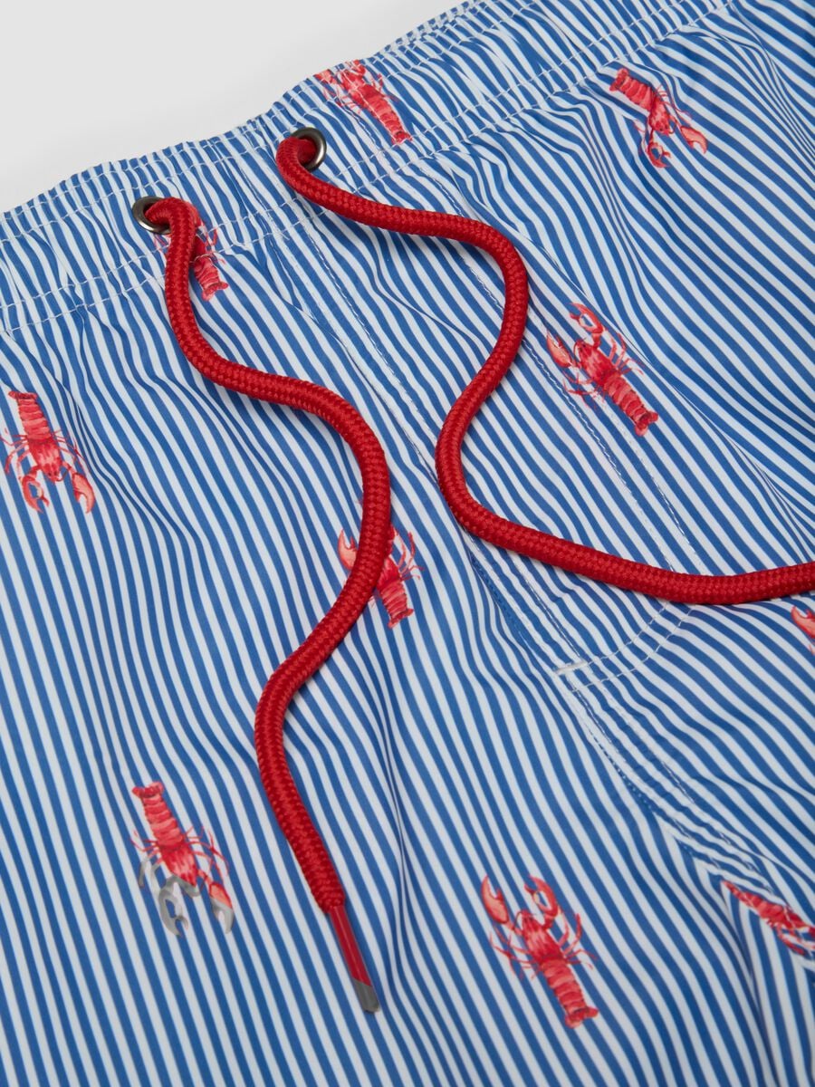 Blue striped swim shorts with lobster print_5