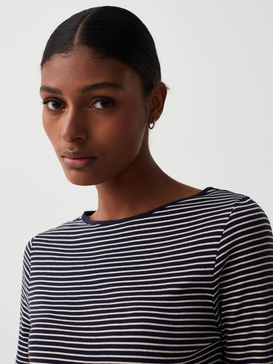 Slim striped T-shirt with boat neck_1