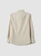Beige ribbed pure cotton shirt with classic collar, regular fit_1