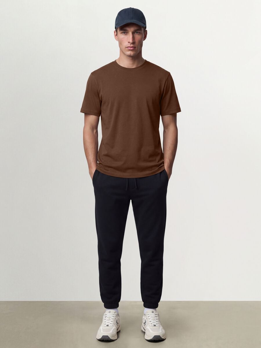 Brown regular-fit T-shirt in pure organic cotton jersey_1