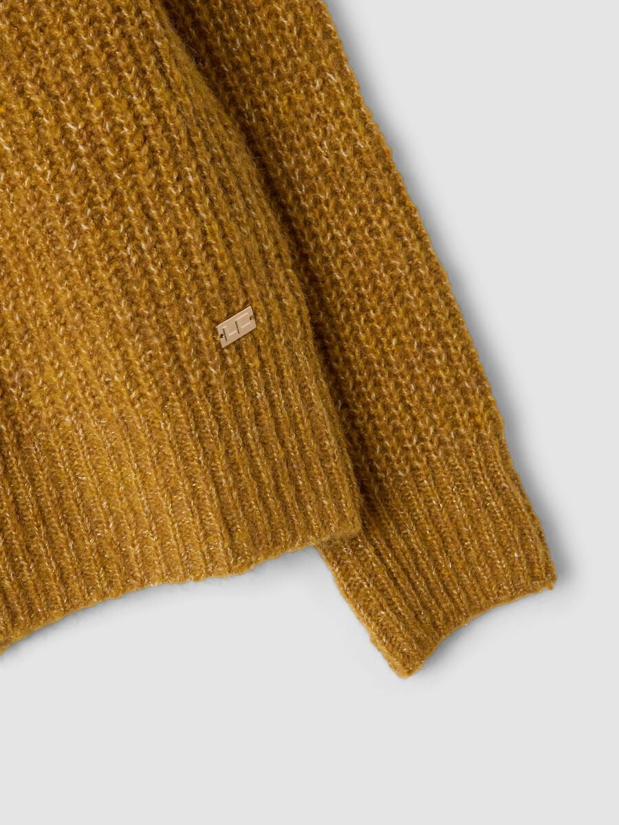 Pull jaune en laine stretch c&ocirc;tel&eacute;e, coupe regular_5