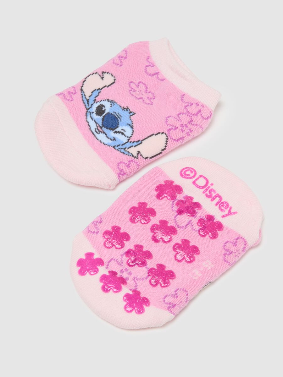 Non-slip pink cotton blend socks for girls with patterns_2