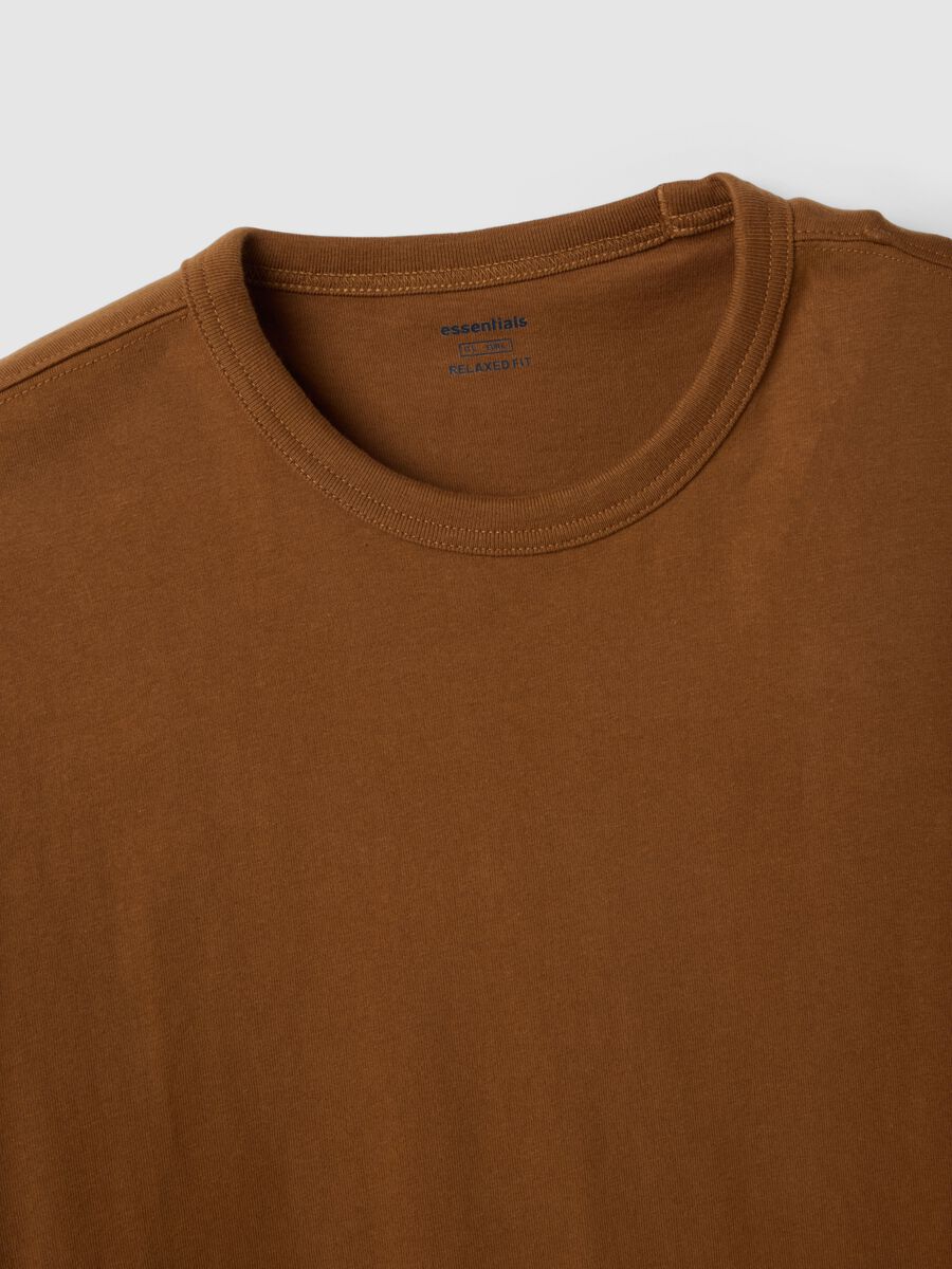 T-shirt girocollo in puro cotone marrone relaxed fit_1