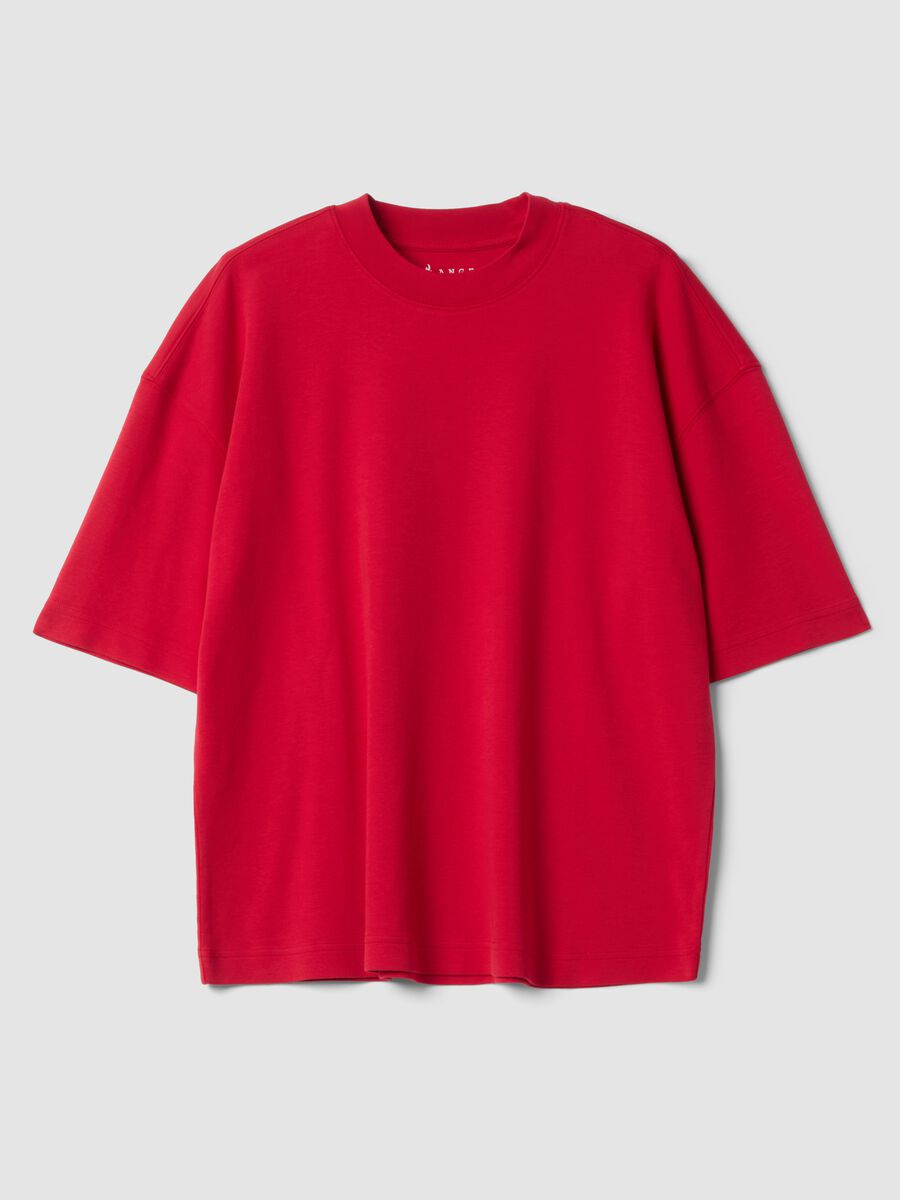 T-shirt rossa girocollo in puro cotone boxy fit_0