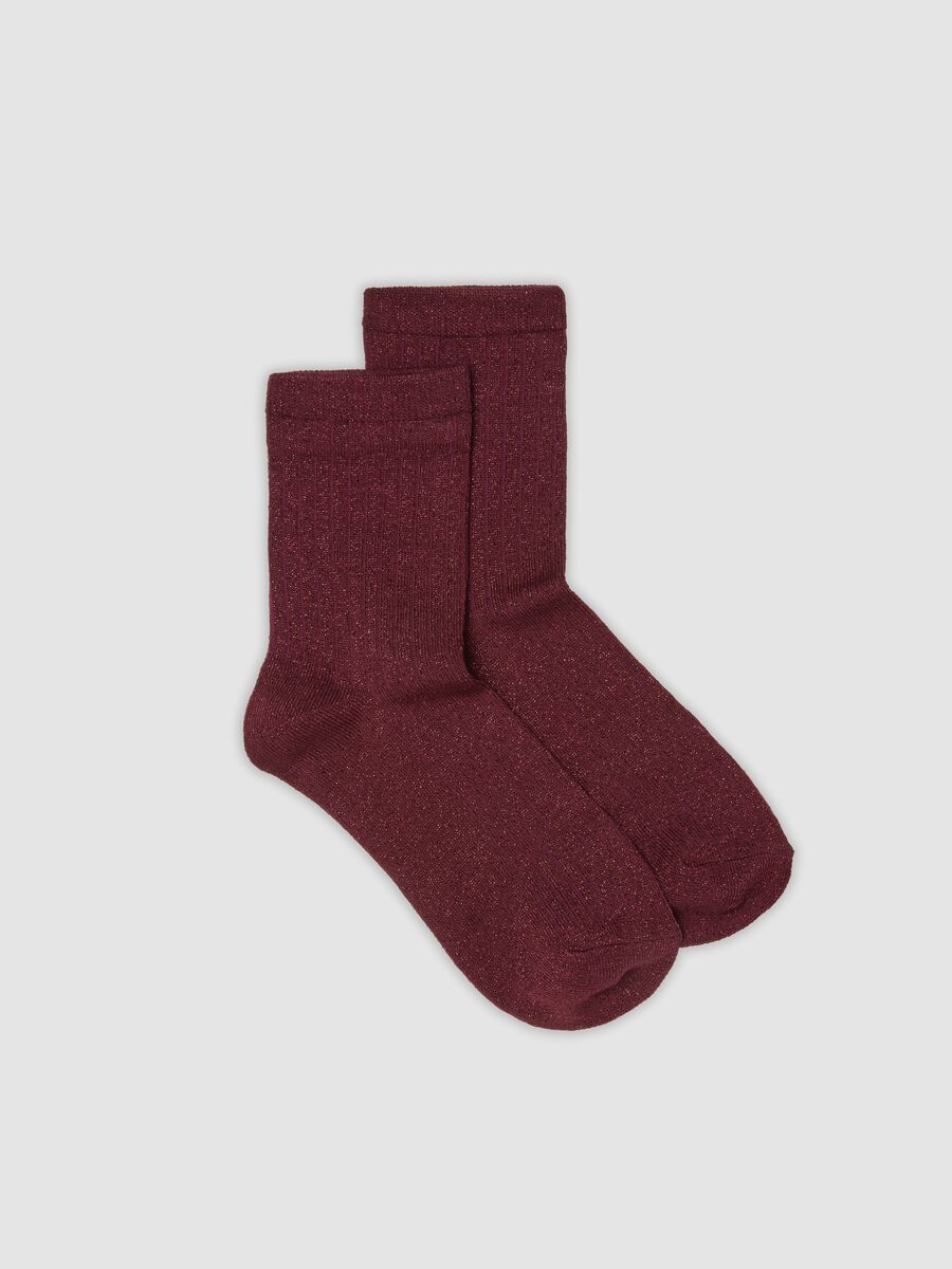 Rote Stretch-Socken mit Lurexgarn_0