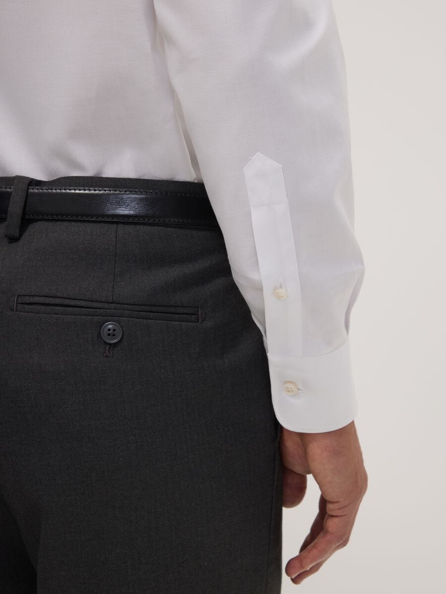 White pure compact cotton shirt with classic collar, regular fit_2