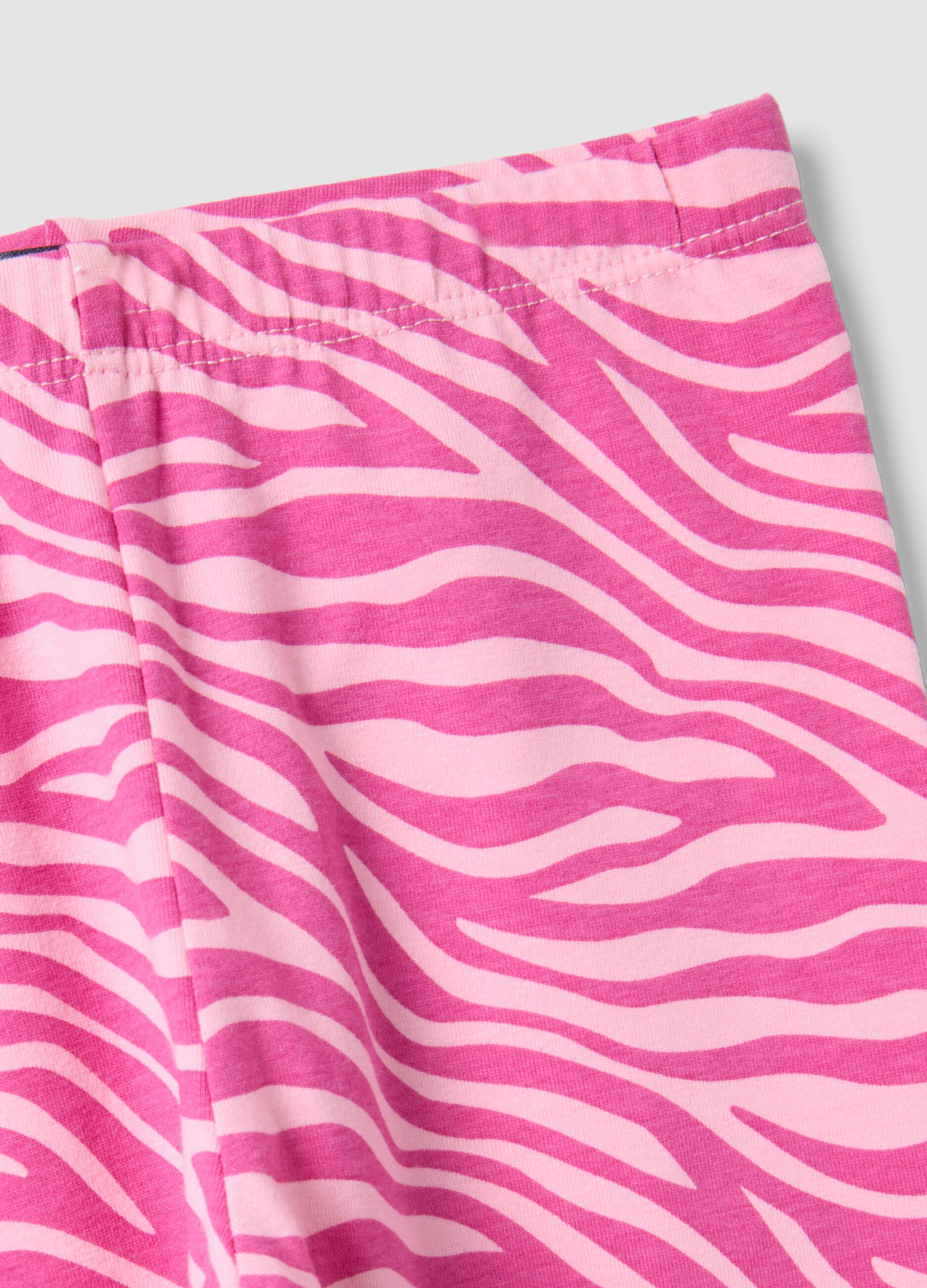 Pink pure cotton set with T-shirt and cycling shorts leggings