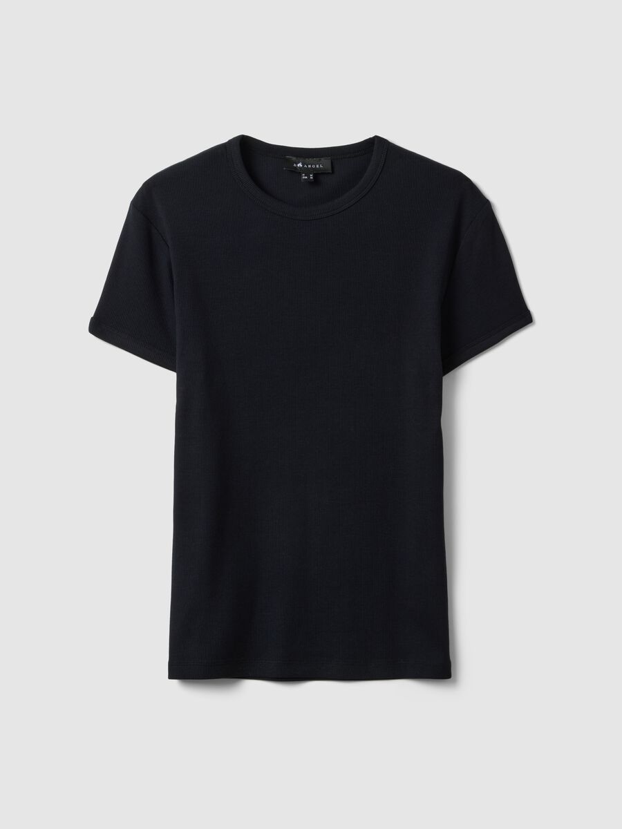 T-shirt in cotone elasticizzato nero slim fit_0