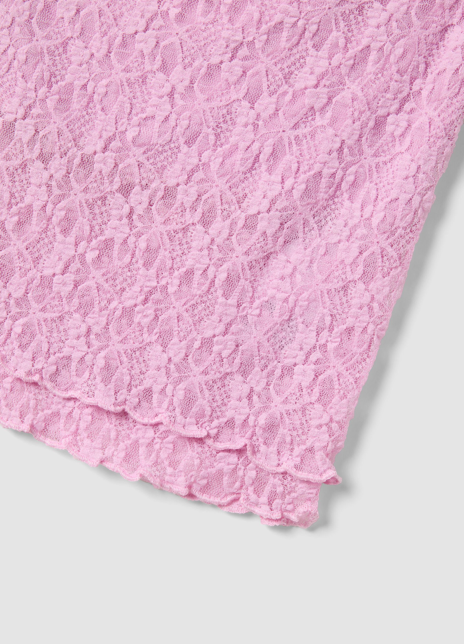 Short pink stretch-fabric top