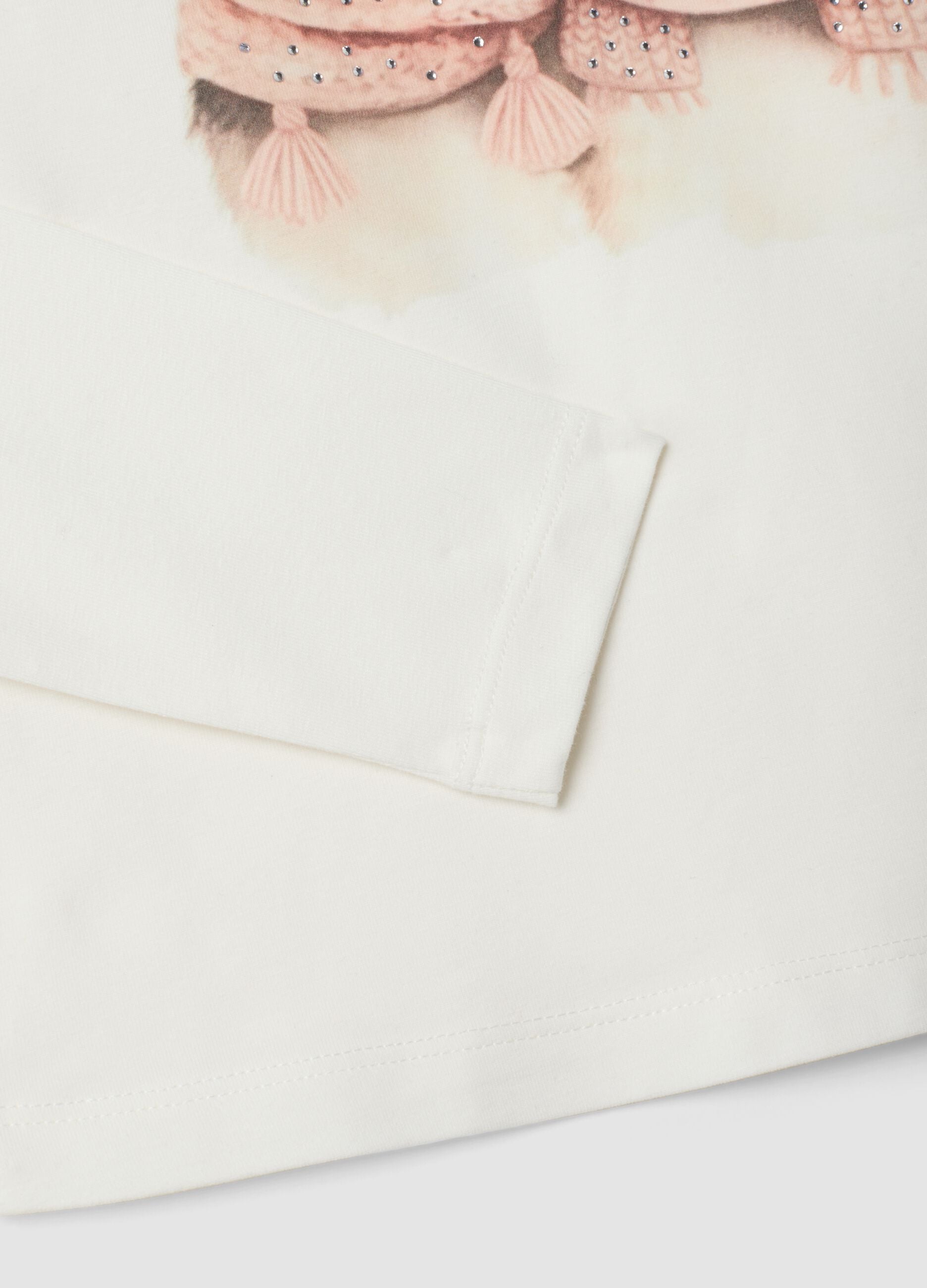 White stretch cotton crew-neck T-shirt