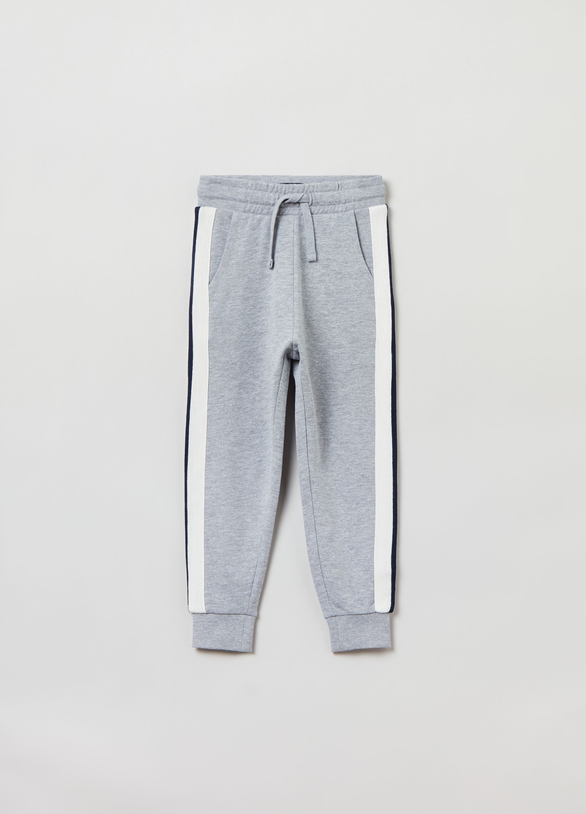 Joggers with contrasting bands and drawstring_0