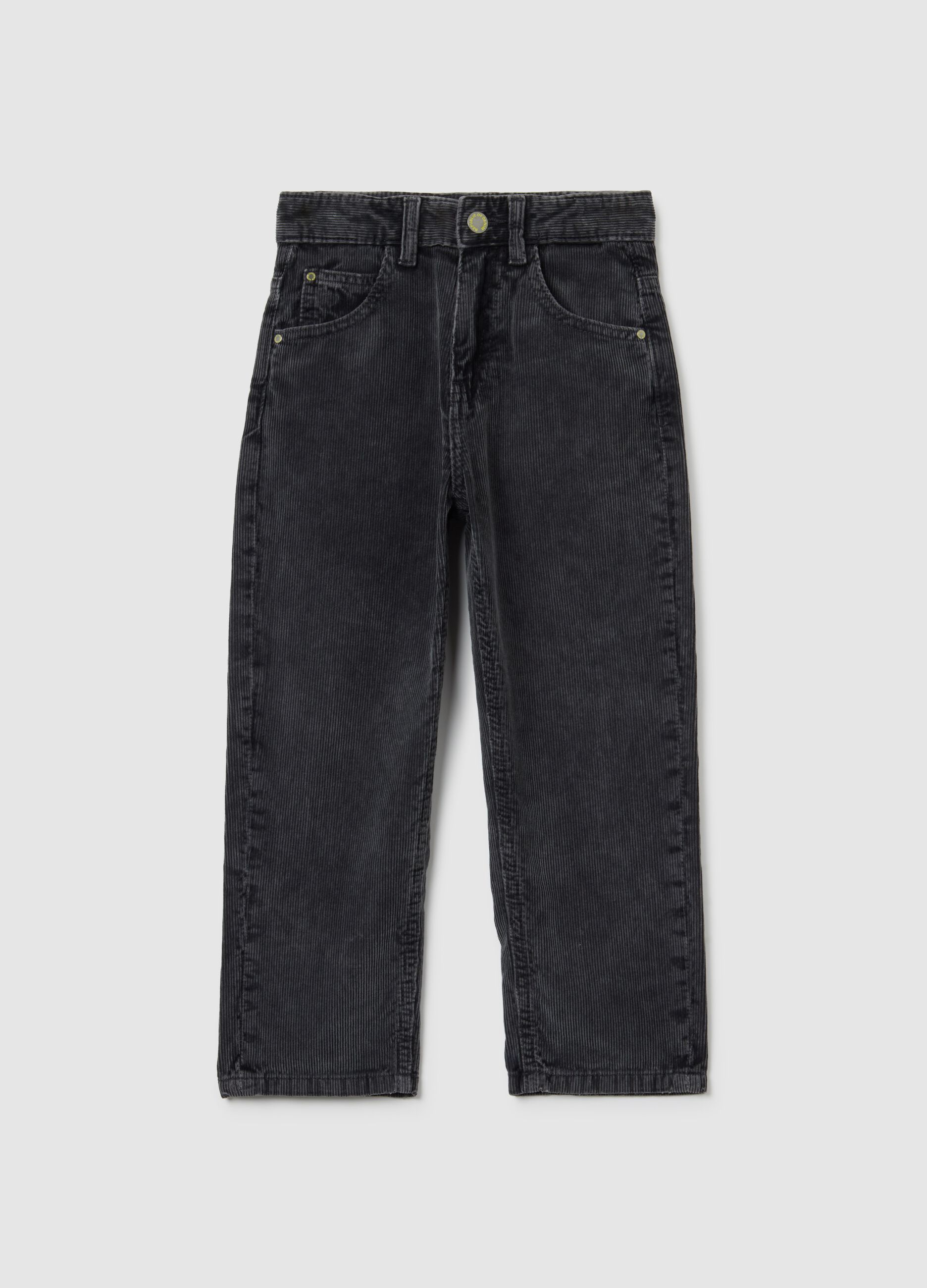 Calças Baggy Pretas para Crianças em Puro Algodão Canelado