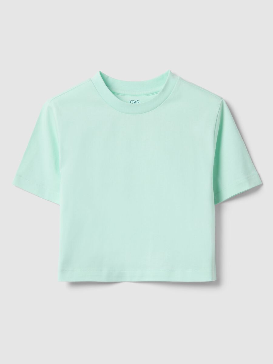 Girls' Green Boxy Fit Pure Cotton T-shirt_0