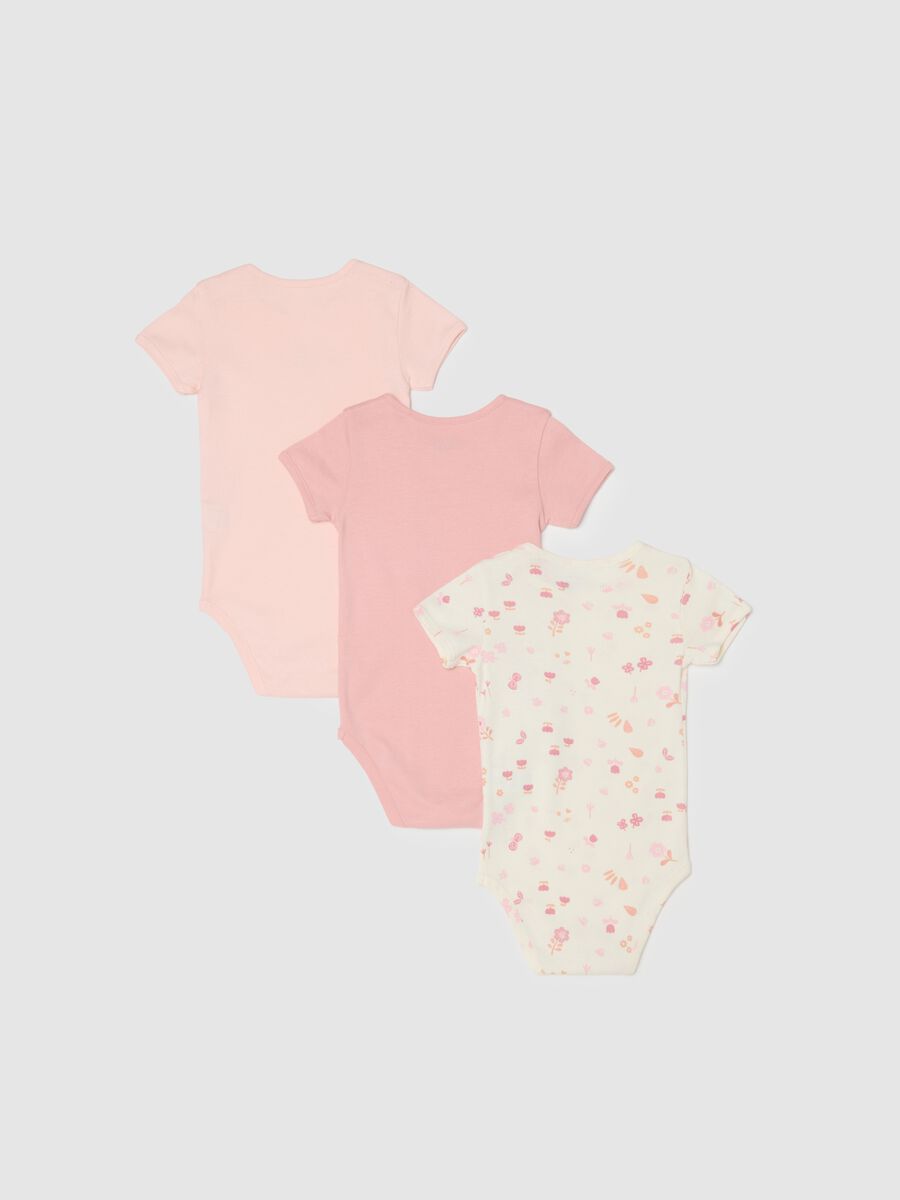 Multicolour short-sleeve bodysuit tripack for baby girls in pure cotton_1